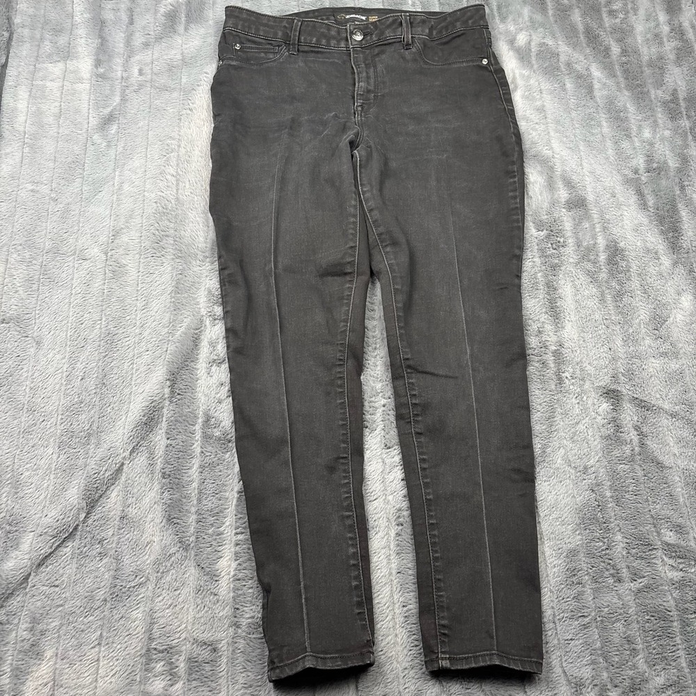 Jordache Super Skinny Jeans Womens 14 Black High Rise Stretch Denim Seam Detail